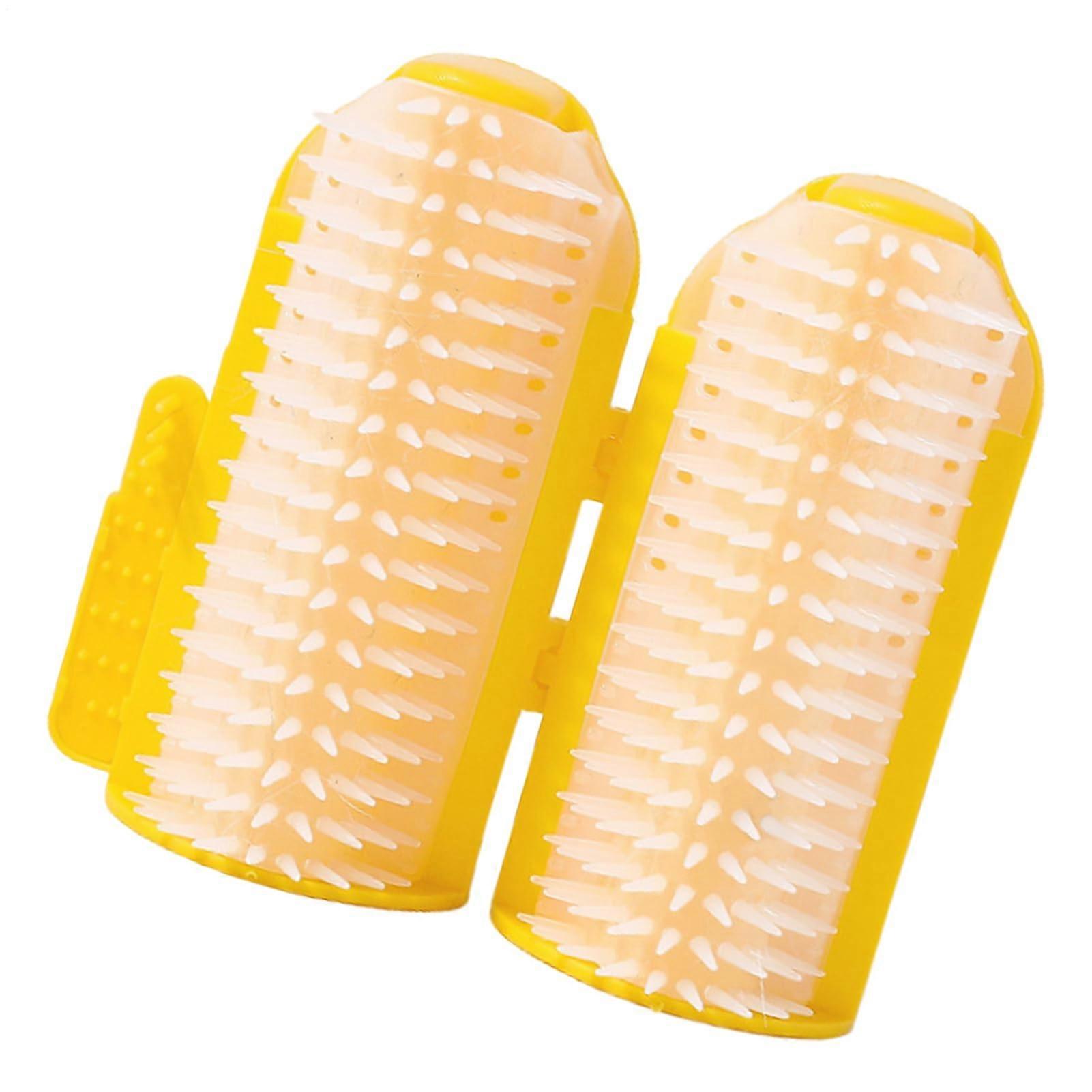 Cat Corner Scratching Brush with Catnip, Soft Massage Comb for Kittens and Dogs, Wall or Desk Mount, Yellow