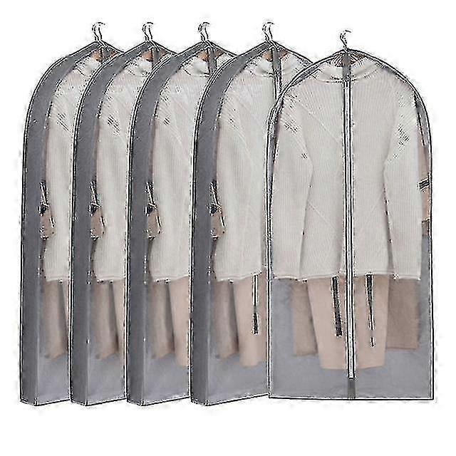 5 buc huse de îmbrăcăminte rezistente la praf din țesătură nețesută pentru protejarea paltoanelor, pungi de îmbrăcăminte pliabile potrivite pentru diverse dulapuri