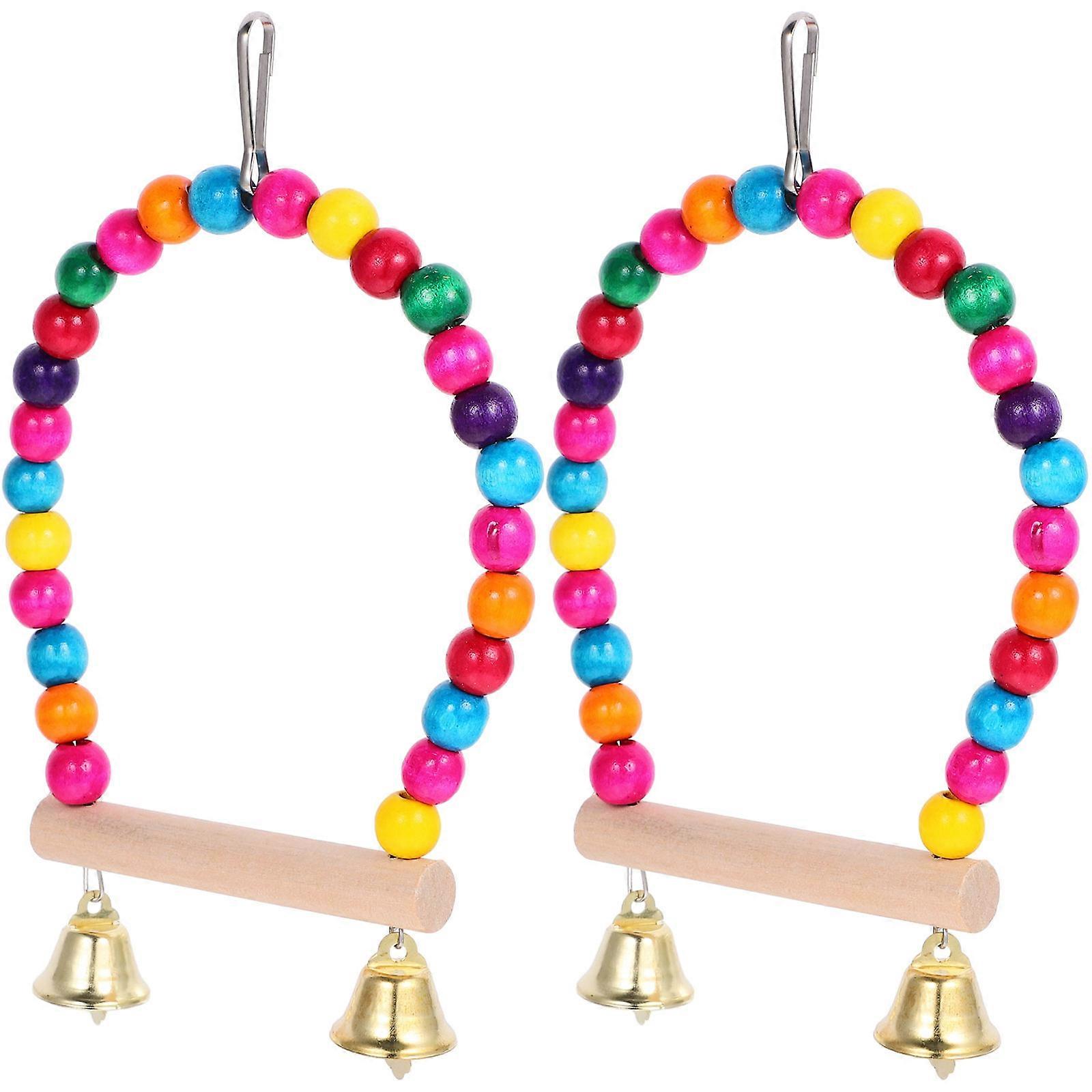 Parakeet Perch Toy Bird Supplies Hanging Style Coordination Development 2Pcs