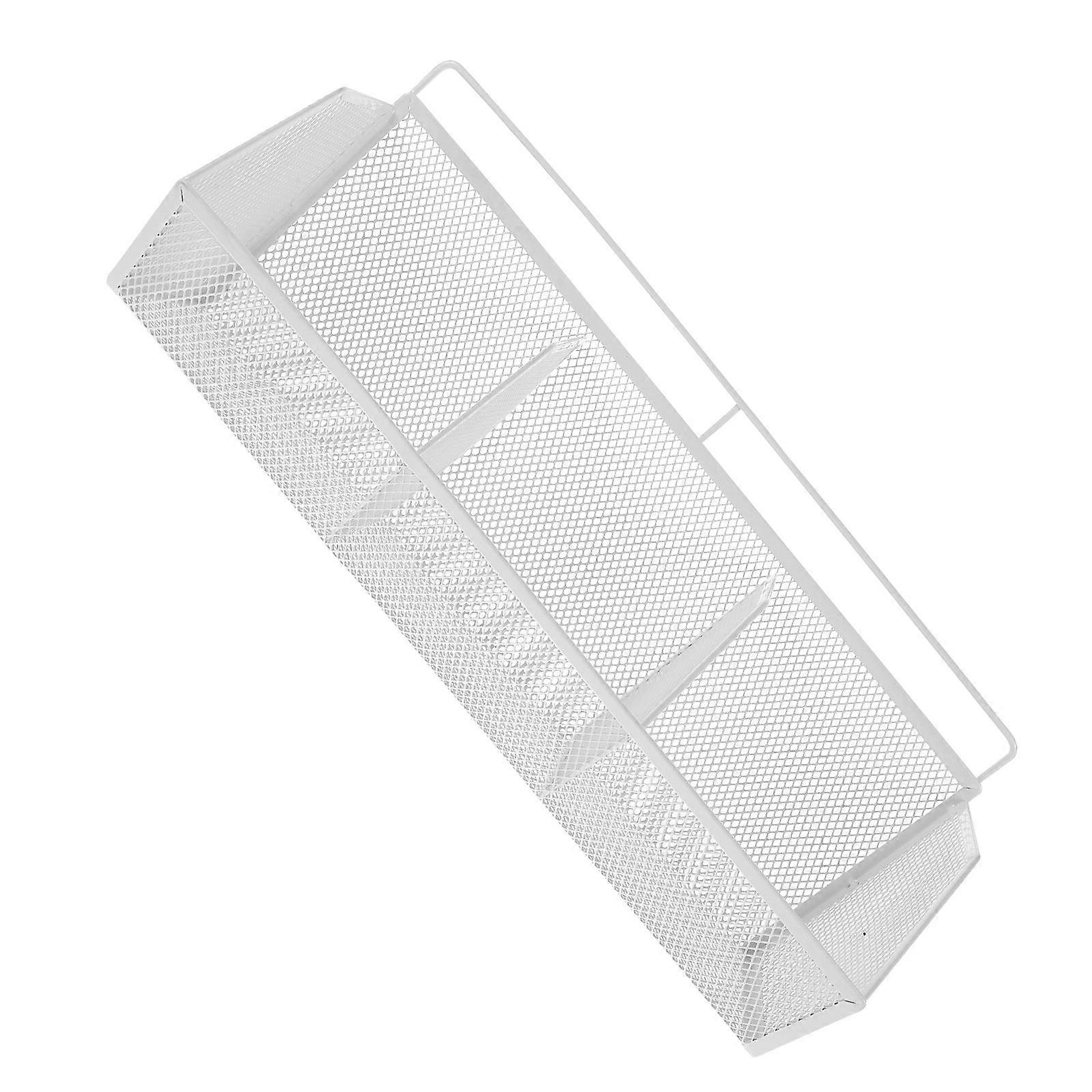 Iron Wire Mesh File Organizer with Slanted Design for Desk Use 3-Compartment