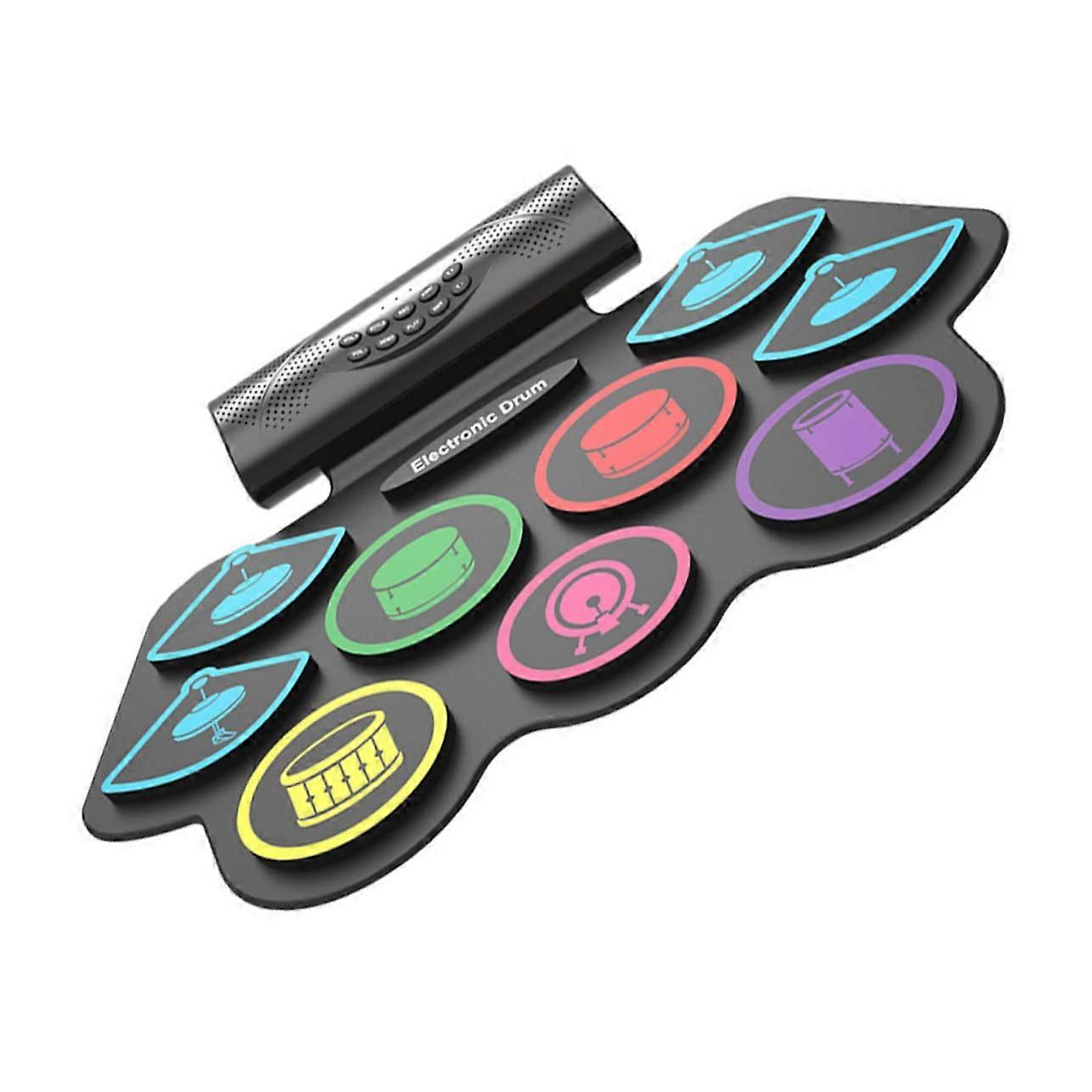 Electronic Drum Set Portable Drum Pad with Built-in Stereo Speakers Rechargeable USB MIDI Connection for Music Practice and Creative Inspiration