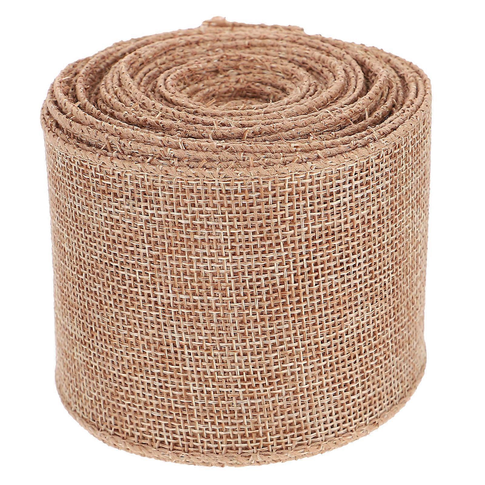Imitation Hemp Ribbon Weaving Ribbon for DIY Use 1 Roll Light Brown Polyester