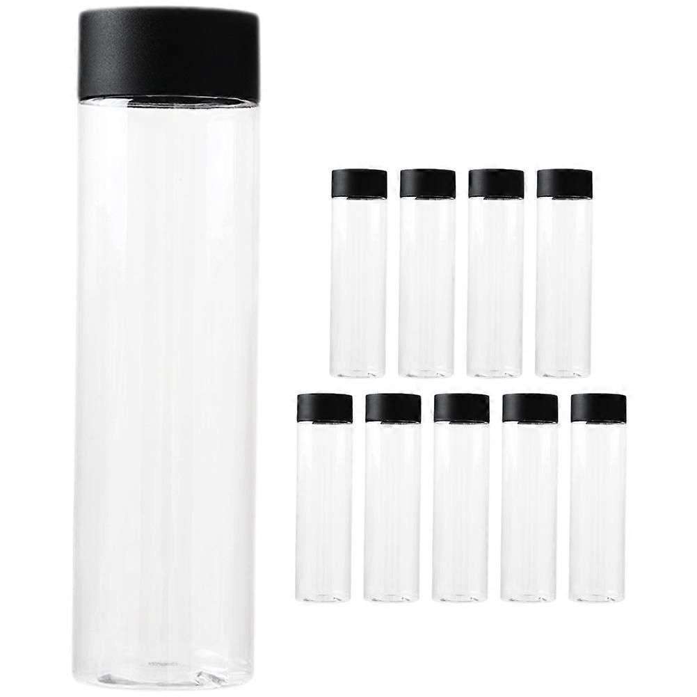 Juice Bottles Round Plastic Bottages for Beverage Container Clear with Black Lids 400ml Reusability 10Set