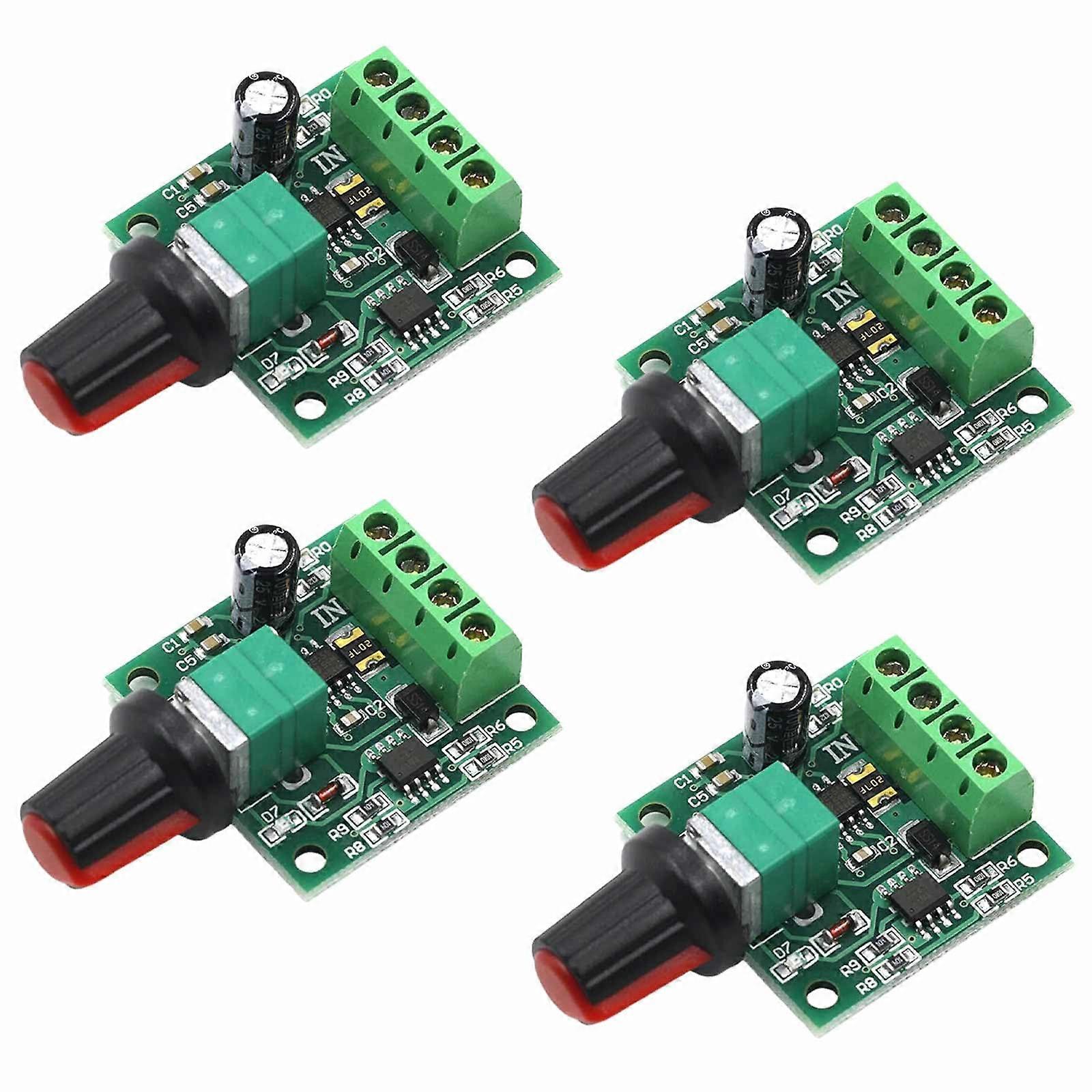 4pcs DC 12V PWM Motor Speed Controller with Adjustable Voltage 1.8V-12V 2A and LED Switch