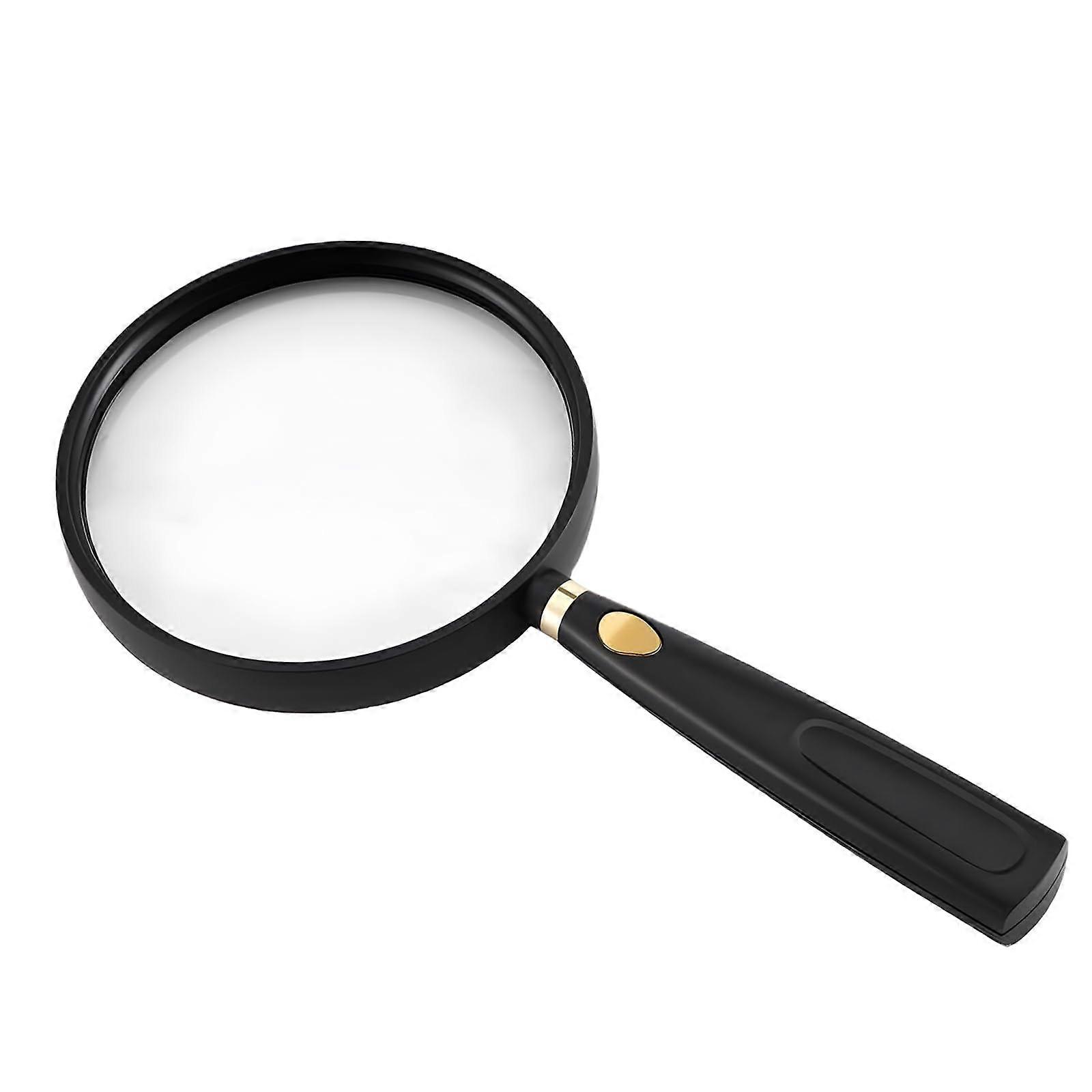 Handheld Magnifying Glass 90mm 5x Shatterproof Non-Slip Magnifier for Seniors and Children, Ideal for Reading Insects and Newspapers