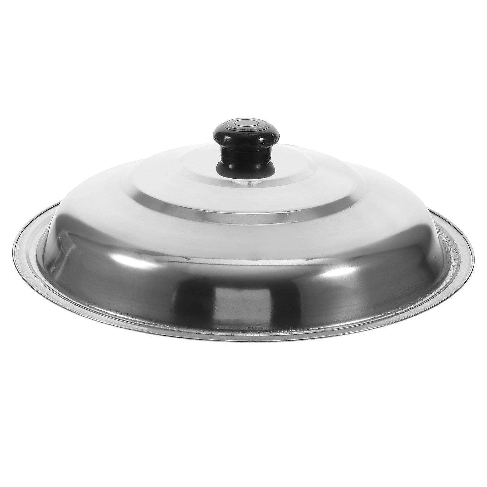 Universal Fry Pan Lid Silver Color Circular Shape Cookware Accessory 32X32X9.5CM Steam Maintenance 1Set