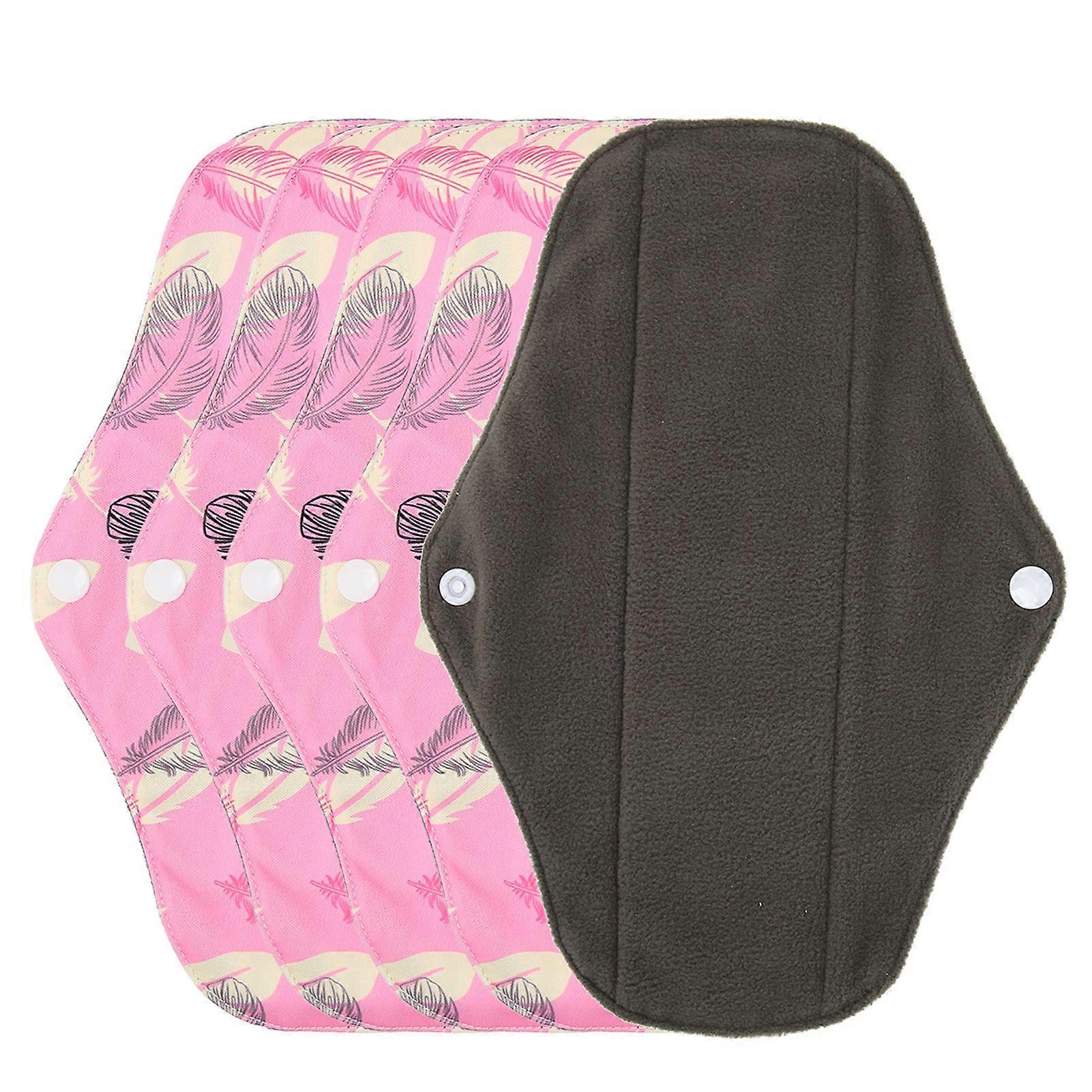 5pcs Washable Menstrual Pads Breathable Bamboo Charcoal Cloth Leakproof Resuable Sanitary TowelM25YMMR)