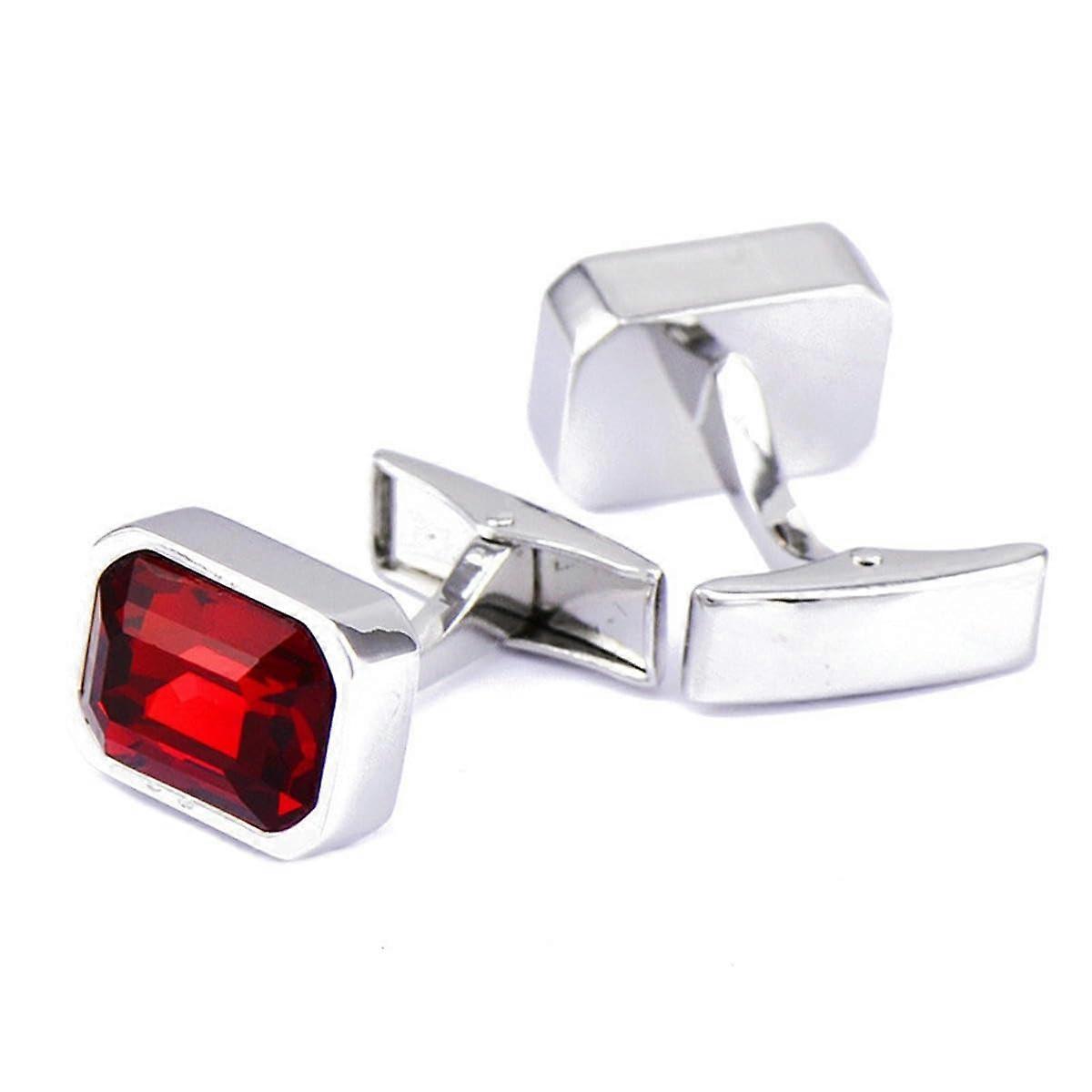 Red Zircon Cufflinks Crystal Case Wedding Shirt Buttons