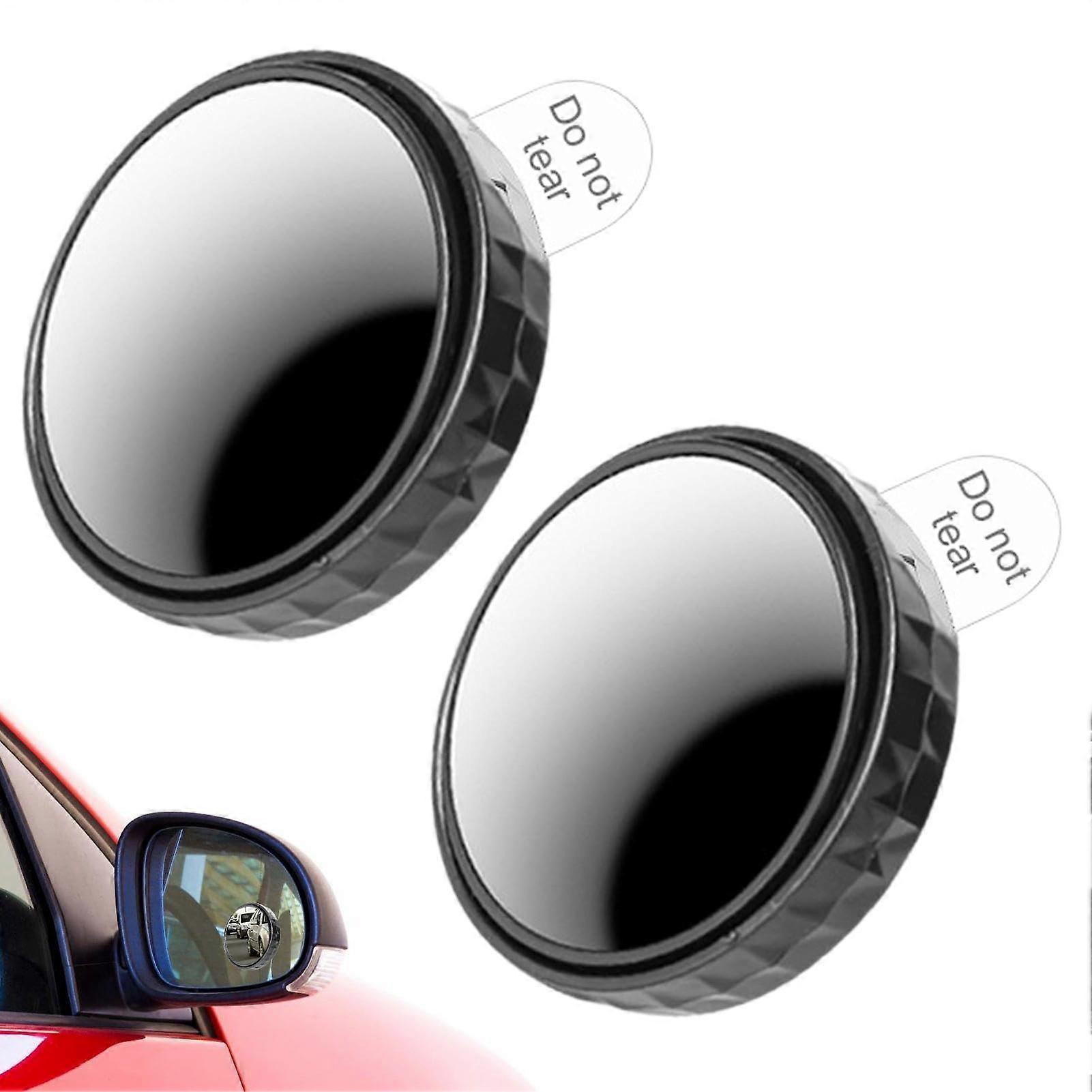 Blind Car Mirror  2 Pieces Suction Cup Round Convex Mirror  360° Wide Angle Convex Mirror Adjustable for Trucks Black pair