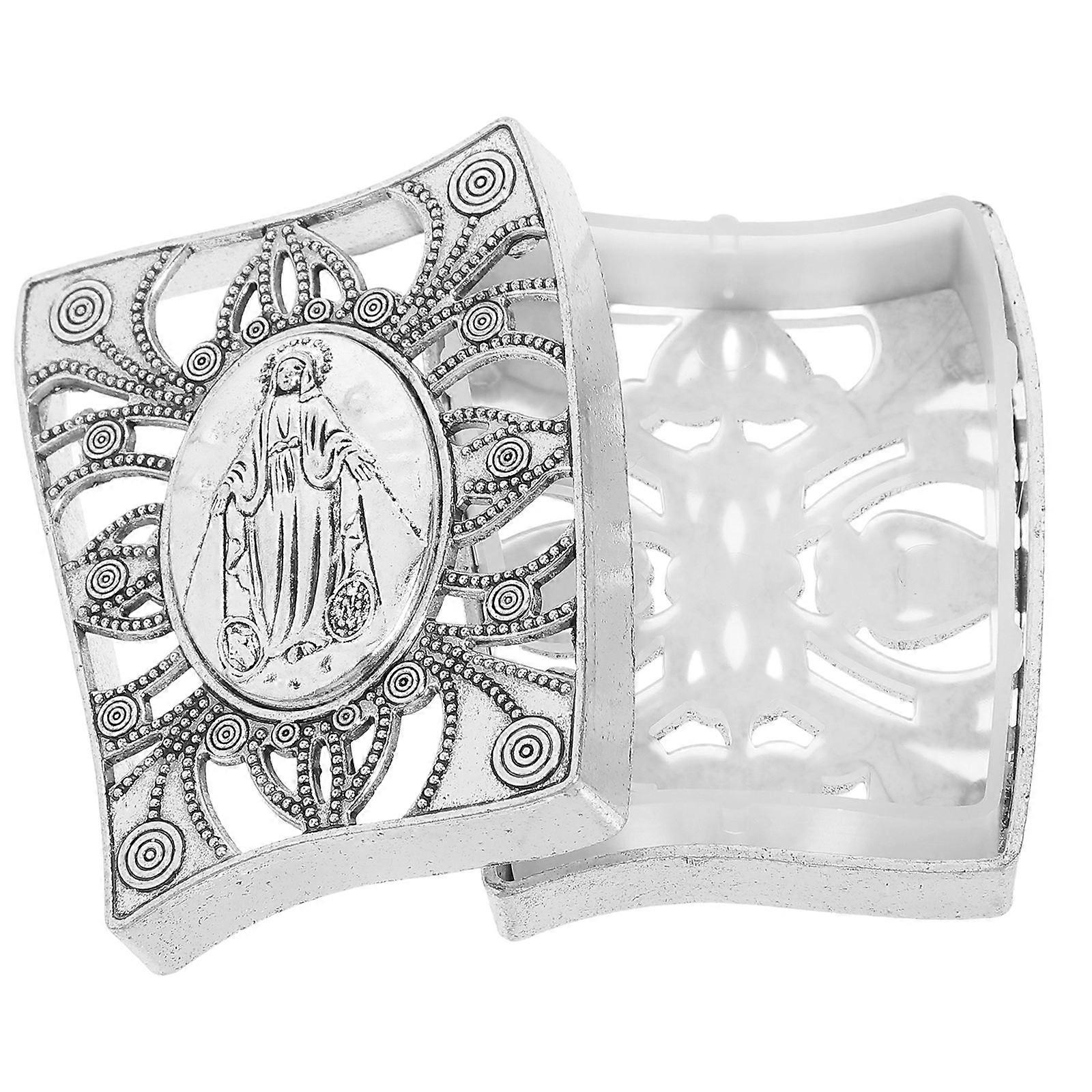 Zinc Alloy Rosary Pendant Holder with Intricate Hollow Design – Stylish Storage Case for Rosary Beads, Necklaces, and Bracelets for All Occasions