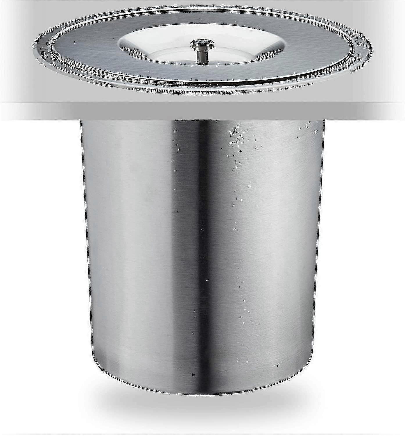 Stainless Steel Worktop Bin with Lid - 8L Built-in Organic Waste Container, Silver - Compact Size HxD 25 x 27 cm