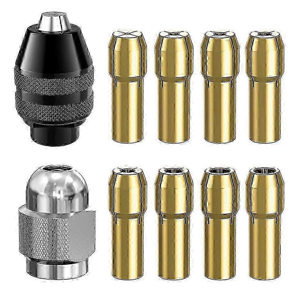Drill Chuck Collet Set Compatible with Dremel - 1/32 to 1/8 Keyless Bit & Rotary Drill Nut Replacement Set for Precision Tools