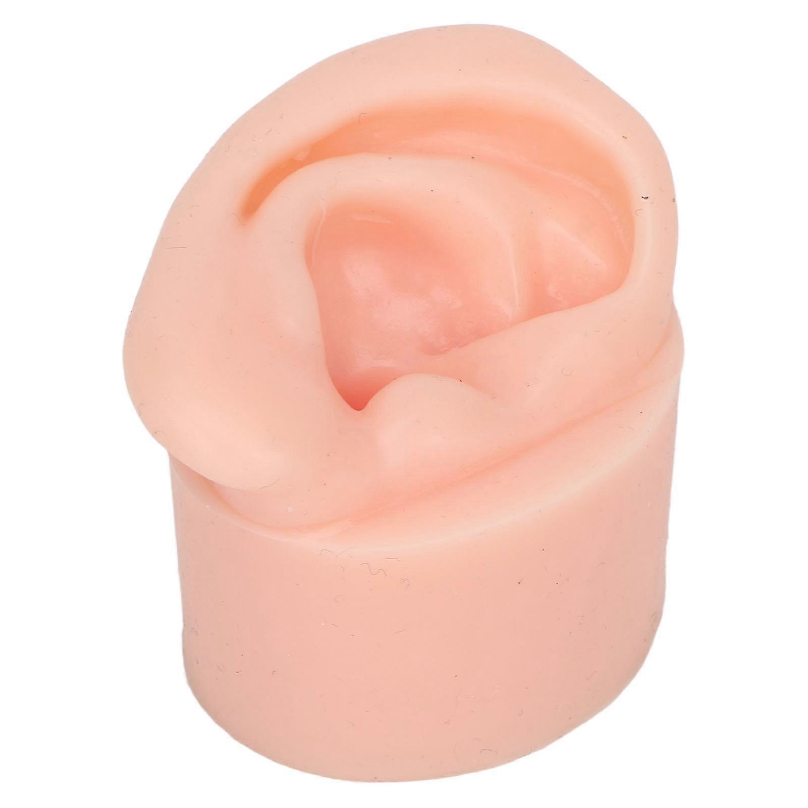 Silicone Ear Model Flexible Soft Reusable High Simulation Piercing Ear Model for Education Display Light Skin Right