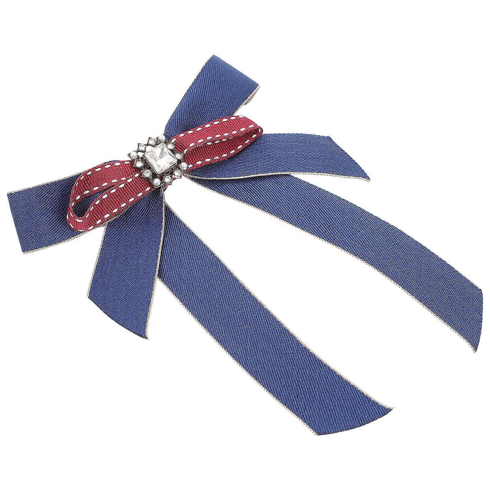 Rhinestone Pre Tied Bow Tie Brooch for Women – Elegant Polyester Ribbon Neck Accessory with Decorative Bowknot – Stylish Uniform Accent for Bank