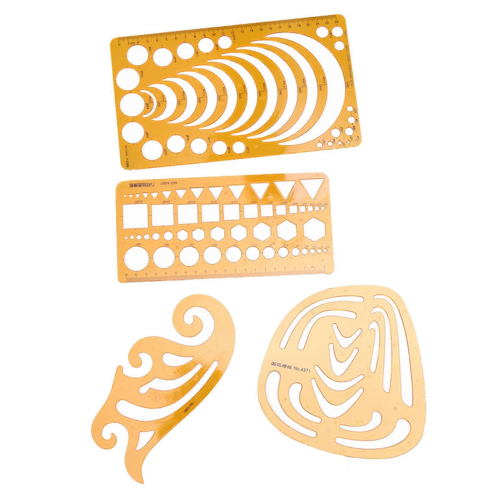 Architecture Template Drafting Tools For Office And School Use Khaki Resin Material 4Pcs