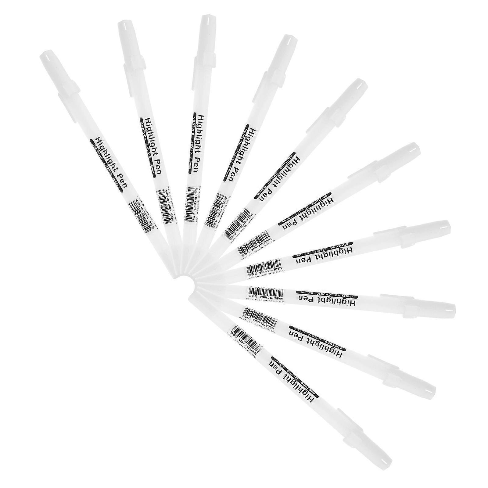 White Drawing Markers Smooth Writing Shimmering Effects on Dark Paper for Coloring Books Scrapbooking DIY Photo Albums 10Pack