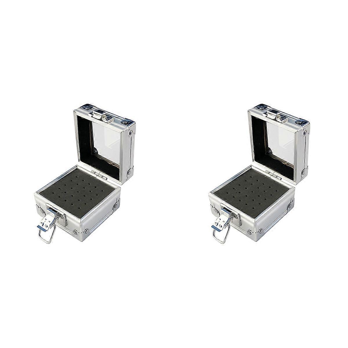 2X 25 Holes Nail Drill Grinding Bit Holder Box Display Storage Container Nail Polishing Head Stand M