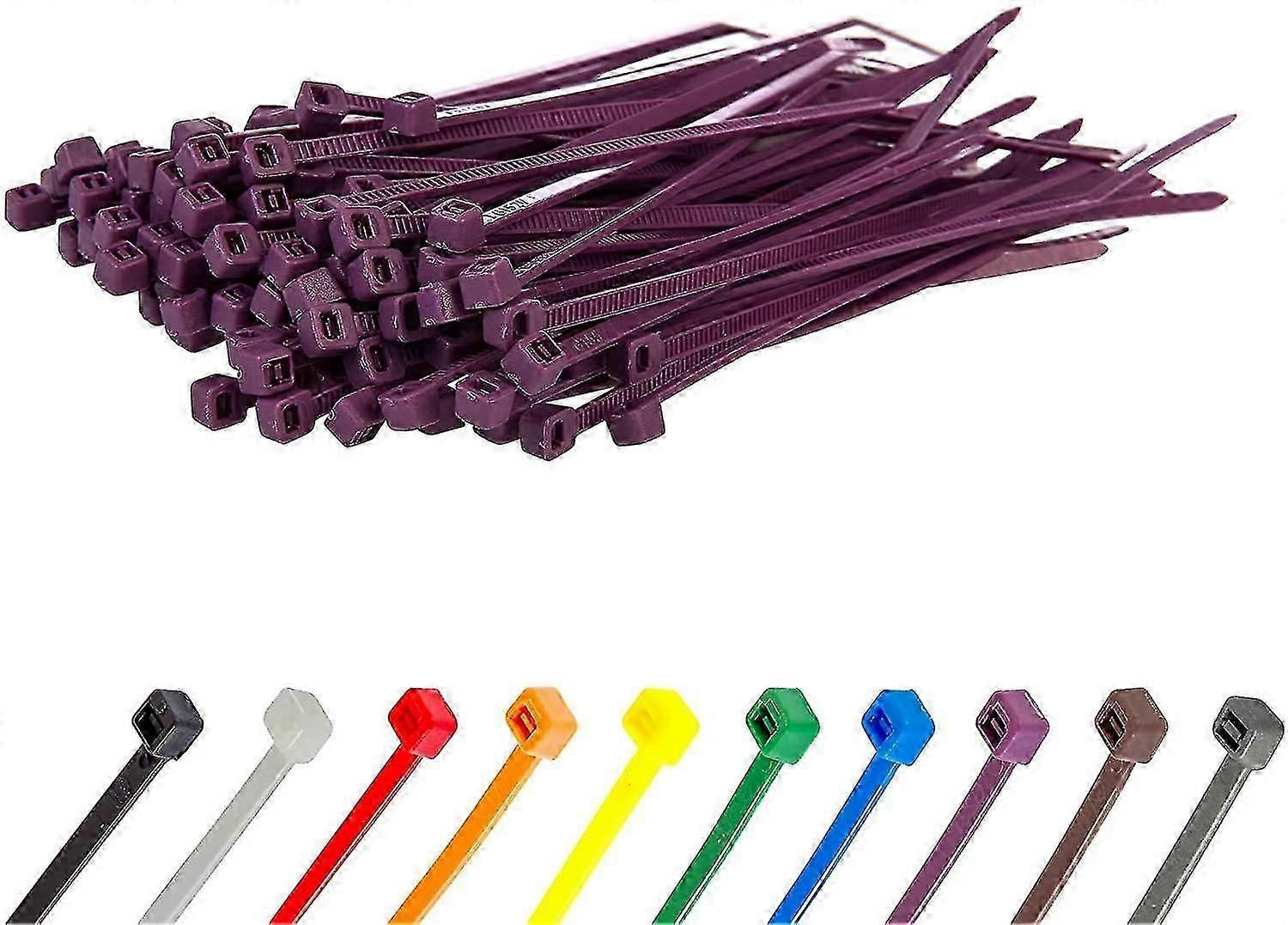 روابط الكابلات الفضية الطويلة شديدة التحمل ، 370 مم × 4.8 مم ، حزمة من 100 ، سحاب نايلون ممتاز