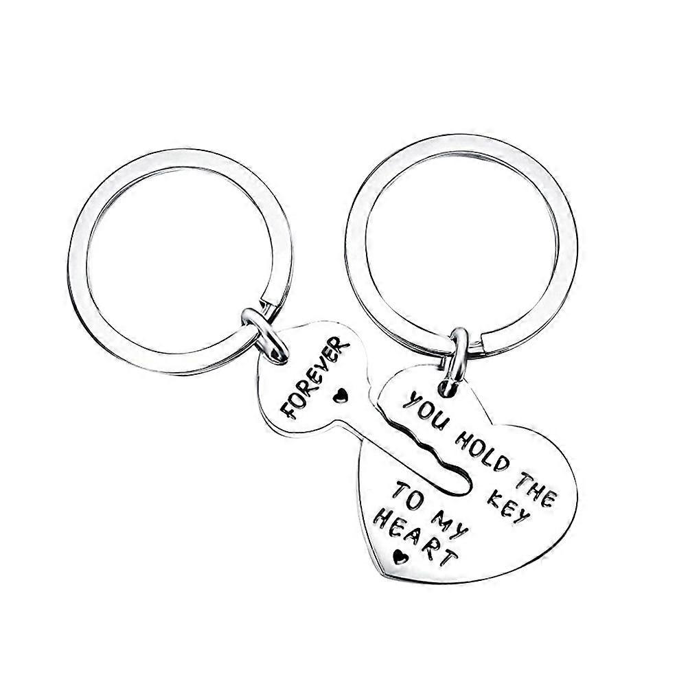 Cute Keyring Heart Shape Keyring Ring Shaped Part Diameter 3.2 Cm Alloy Material Christmas Day Accessory 2Set