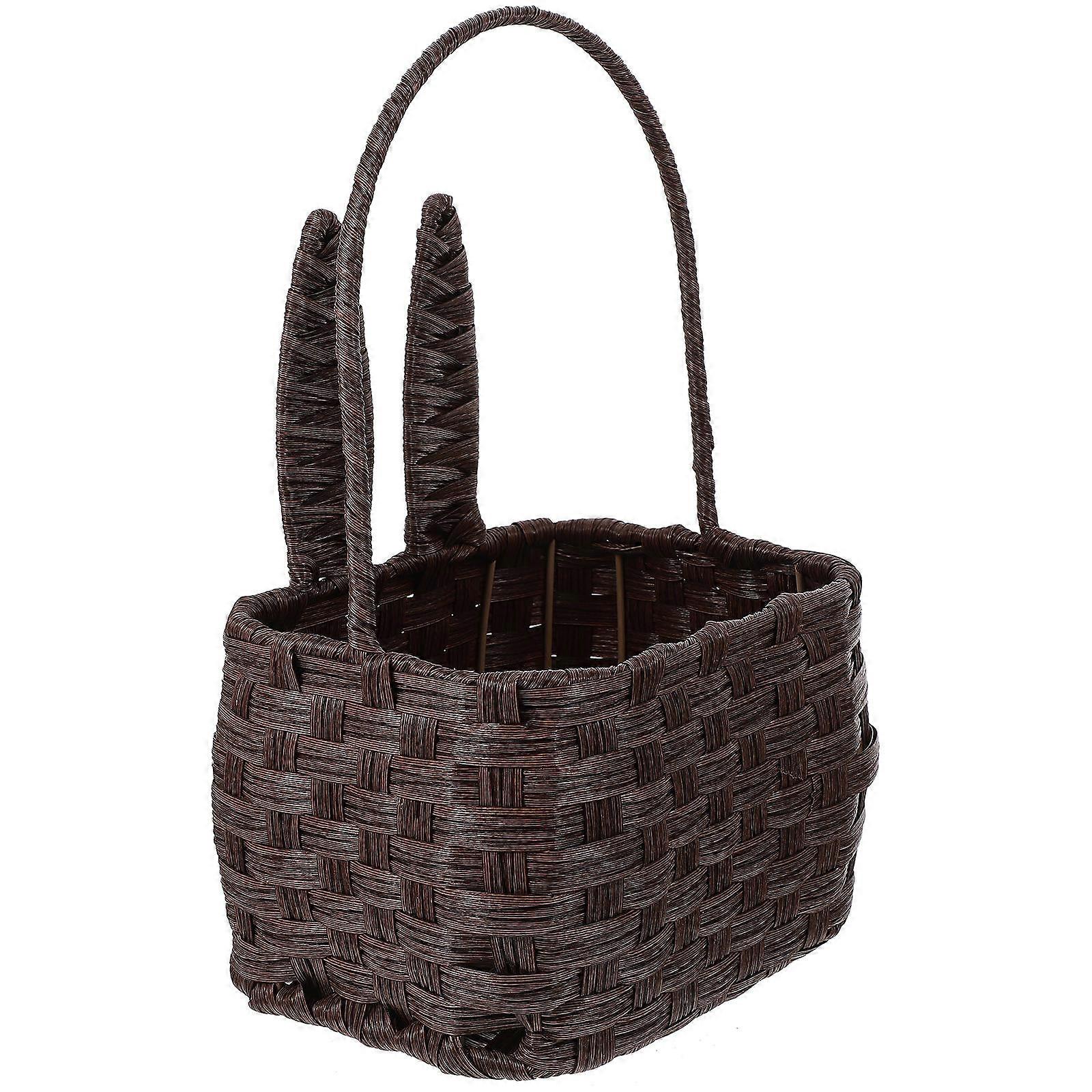 Imitation Rattan Rabbit Shape Basket For Car Decorations Coffee 20.5X17X32CM Decoration 1Pcs