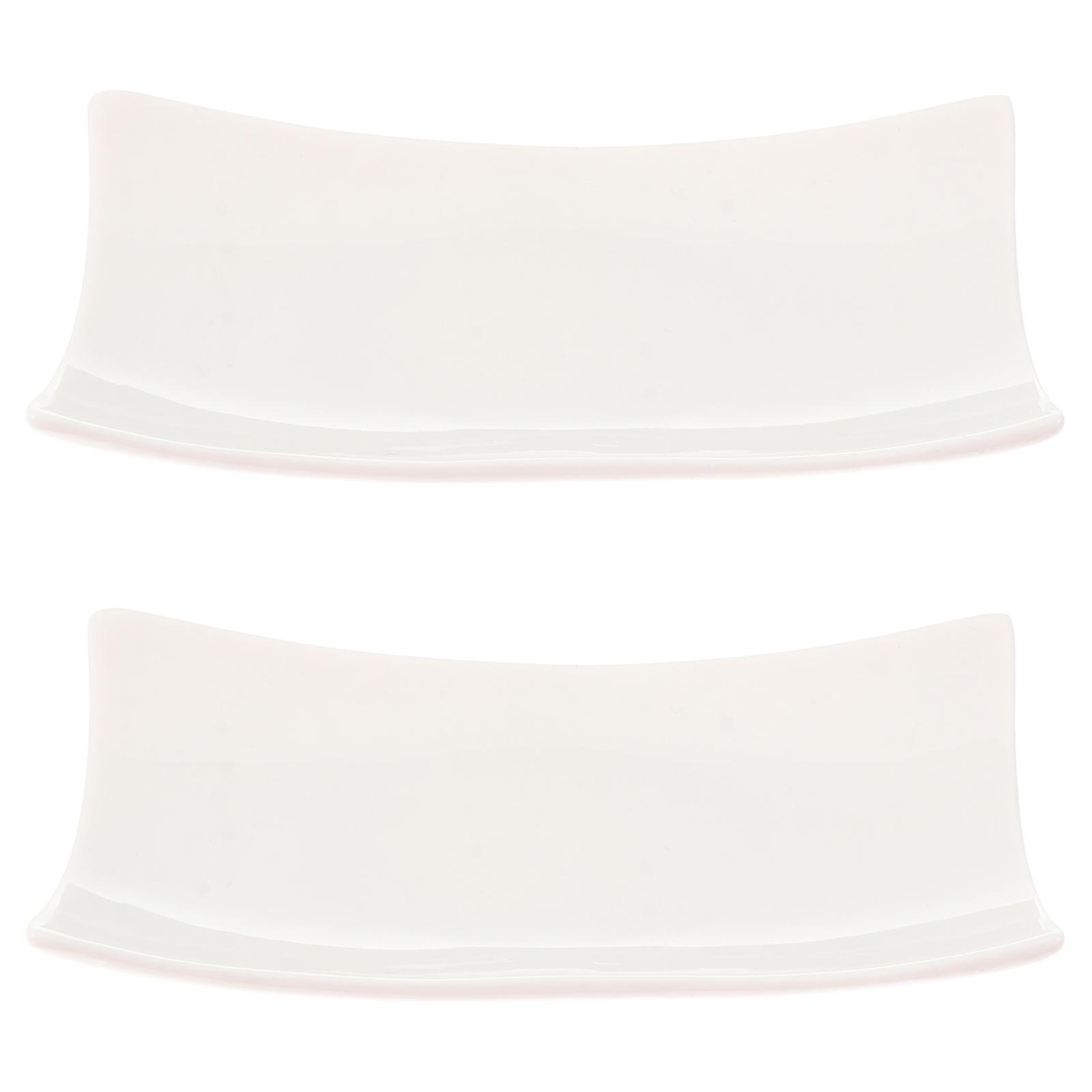 White Ceramic Towel Tray for Storage Use Easy to Clean and 2 Pcs