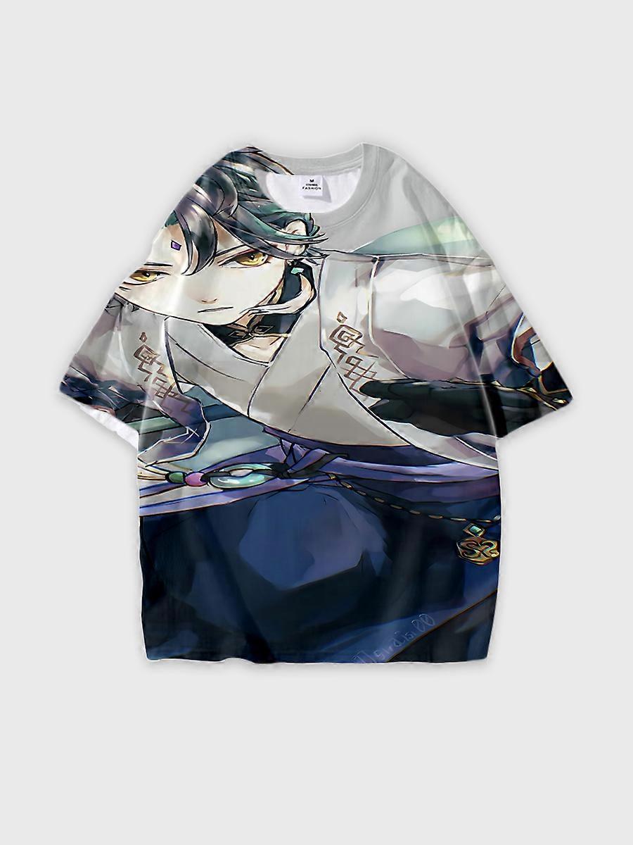 T-shirt round neck Role Pattern loose short sleeve D269