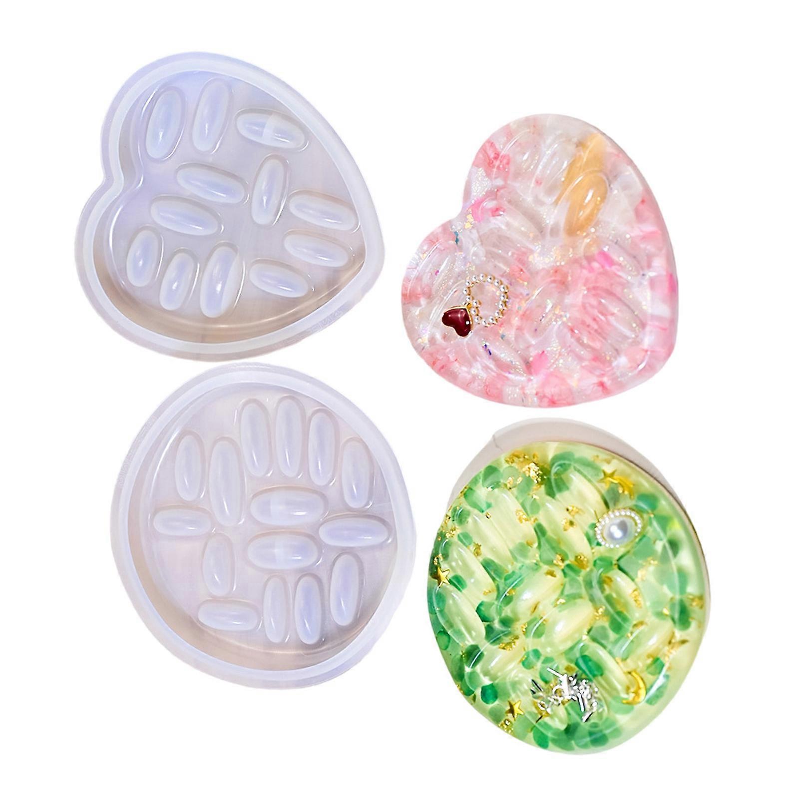 Set of 2pcs Reusable Silicone Casting Mold for Ring Holder Making 2 Sizes Crafting Tools Durability Heat Resistant Multicolor