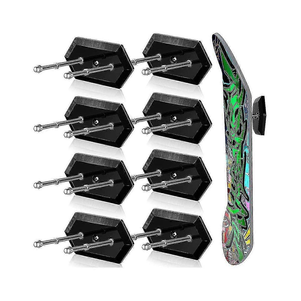 8 Pack Floating Skateboard Wall Mount with Screws - Hanger and Stand for Secure Skateboard Storage and Display