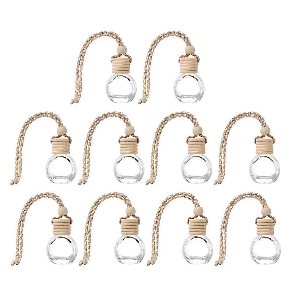 Essential Oil Diffuser for Car Air Freshener Empty Glass Bottles with Wood Lanyard 10 Pieces