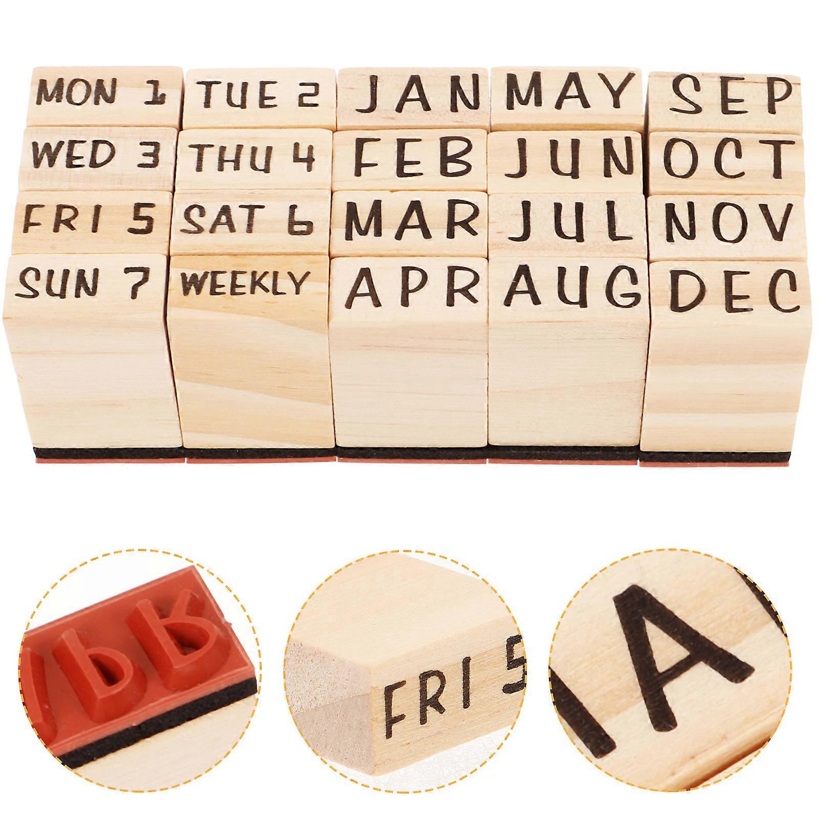 Wooden Stamps for DIY Craft Projects and Scrapbooking Multi Color 1 Set School Month Stamp