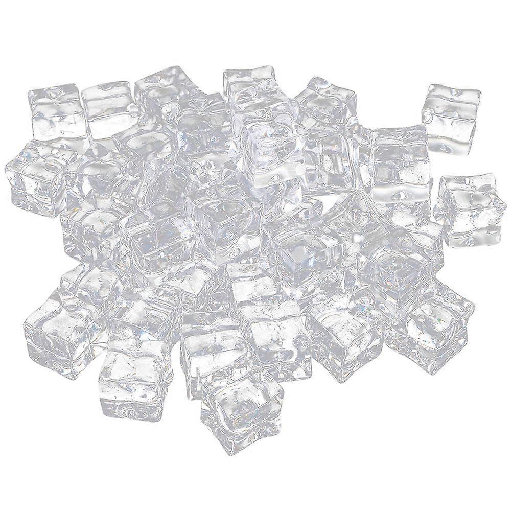 200pcs Clear Acrylic Fake Ice Cubes Reusable Photography Props