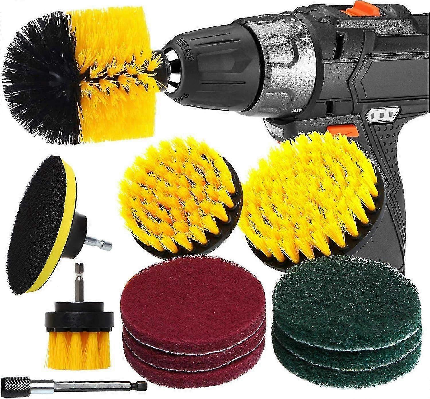 延長ロッド付き12個ドリルブラシクリーニングセット-車、バスルーム、浴槽、キッチン、タイル、タイヤ用電気ドリル用金属ブラシキット