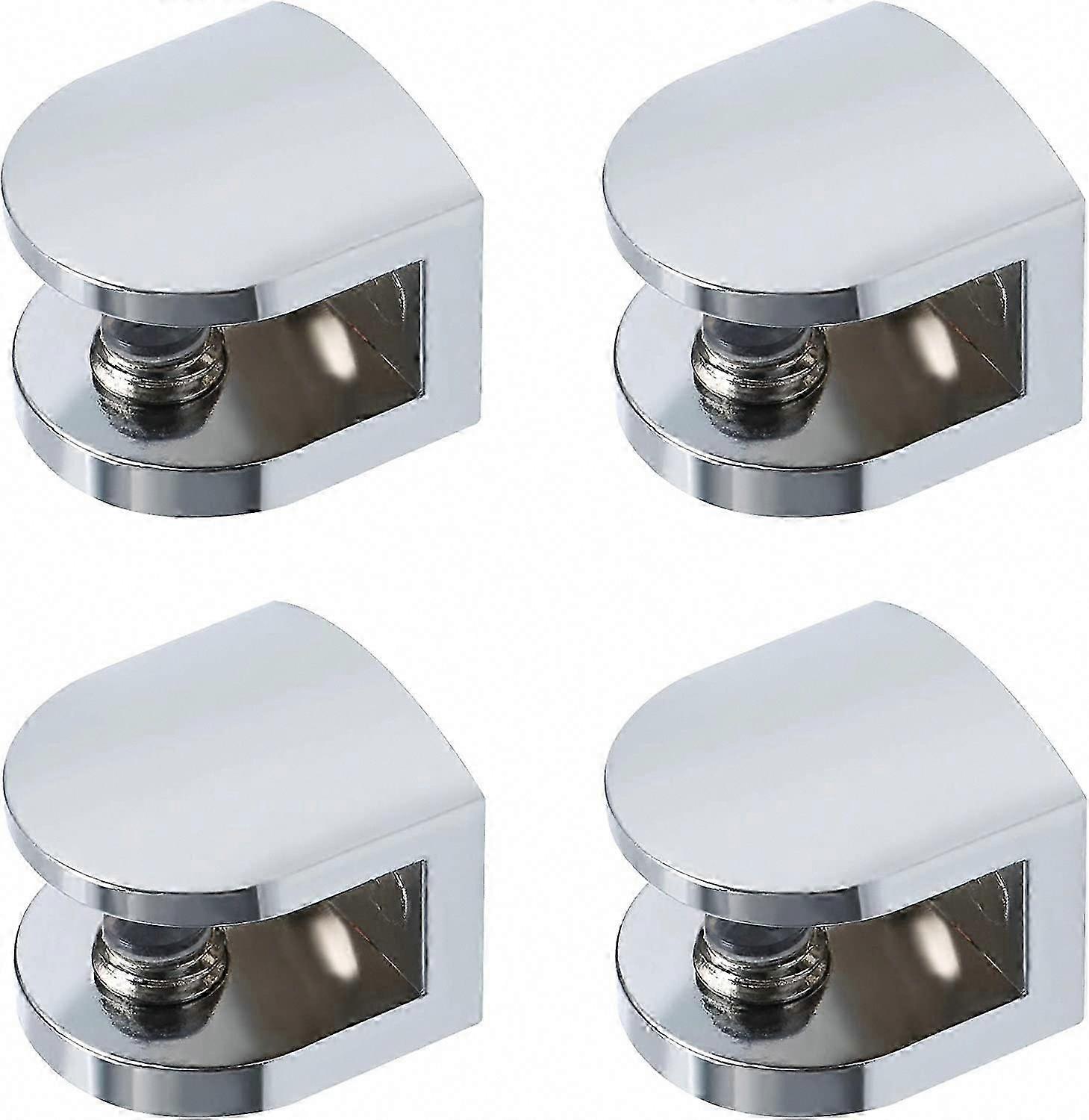 Glass Clamp Glass Shelf Bracket Wall Mounted Shelf Bracket Adjustable Clamp, 7-9mm Thickness Adaptive Glass, Zinc Alloy Polished Finish, 4 Pcs, EBL101
