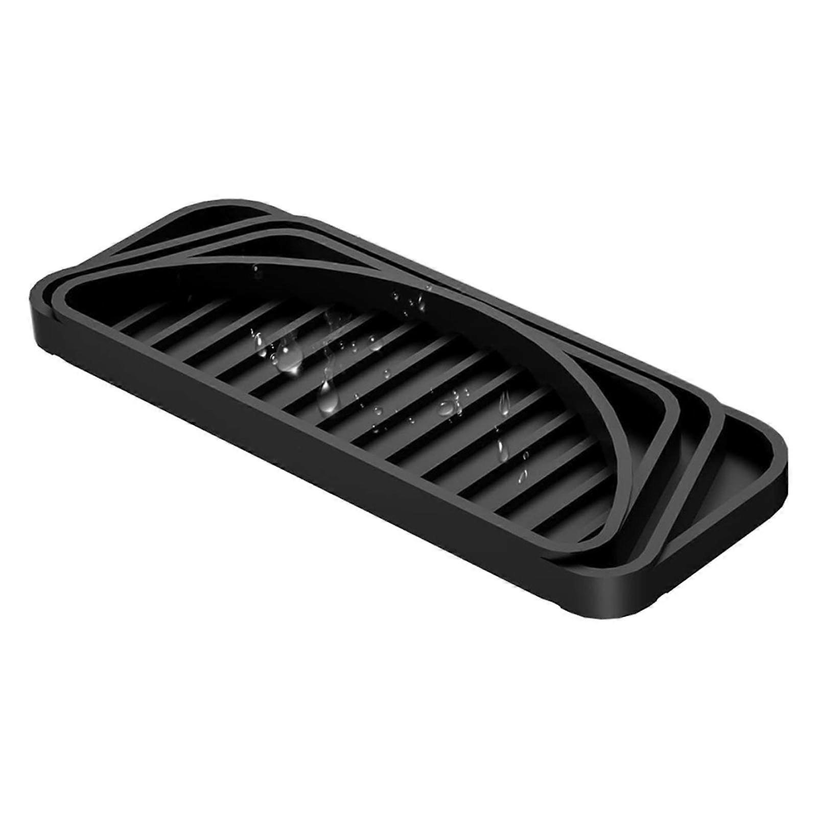 Drip Tray for Refrigerator and Water Dispenser, Silicone Drip Protector, Compatible with Standard Refrigerators - di Black