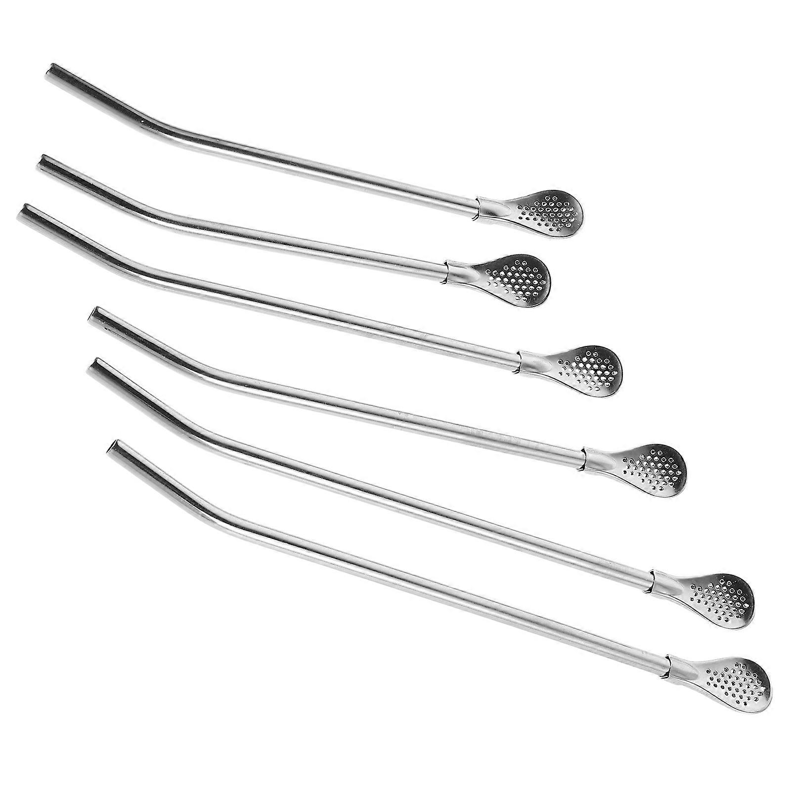 Stainless Steel Tea Leaf Strainer Spoon for Party Outdoor Use with Detachable Design and Filtering Function 6 Pcs Silver