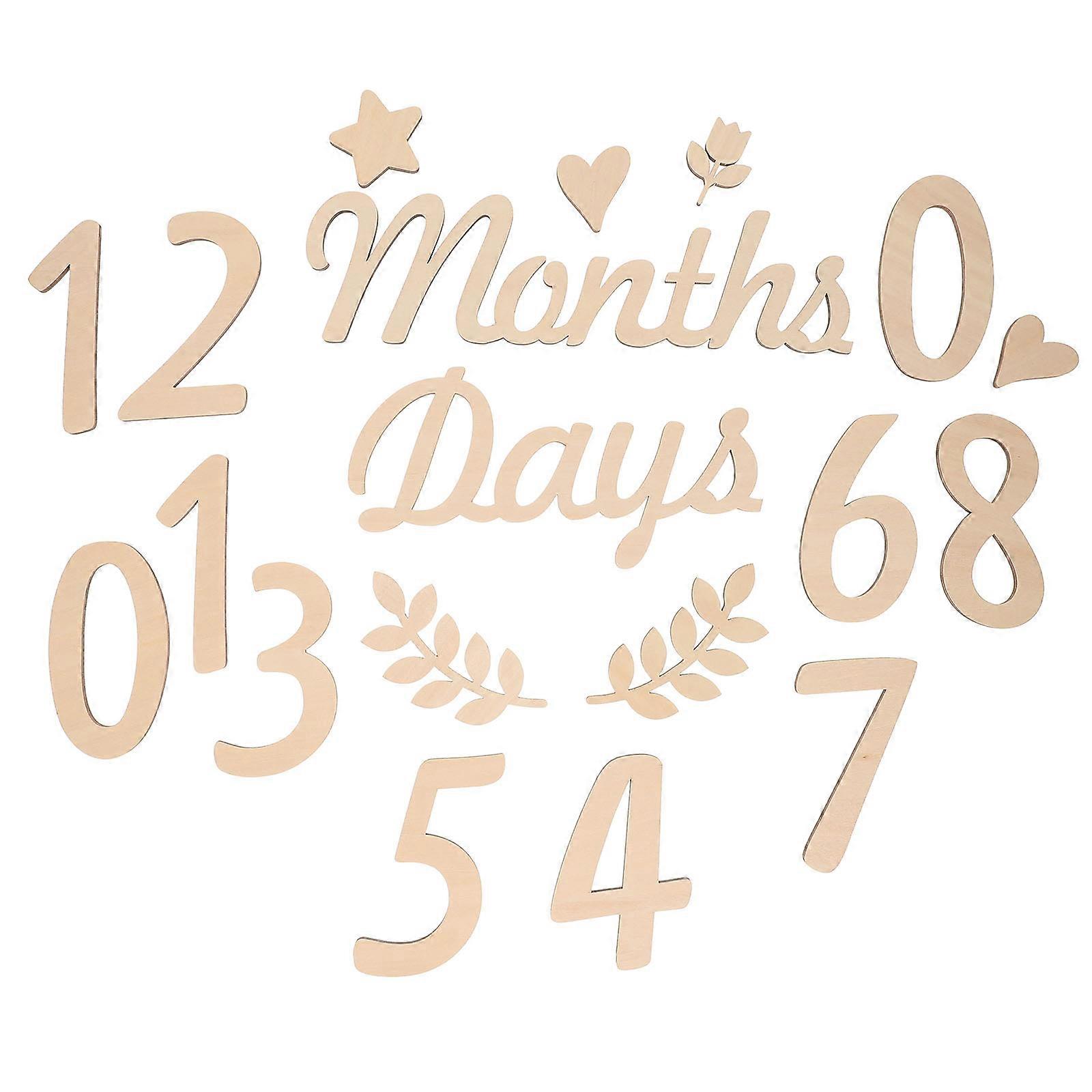 Accessoires photo en bois pour bébé, numéros mensuels, pour décoration, 1 lot