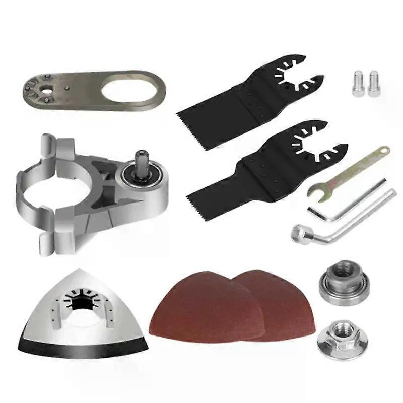 Angle grinder converted into cutting machine, lacing machine, wall and wood polisher, woodworking chisel