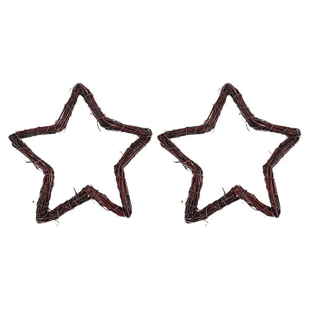 2Pcs Brown Synthetic Material Rattan Wreath Frames for Decoration Easy to Place Anywhere