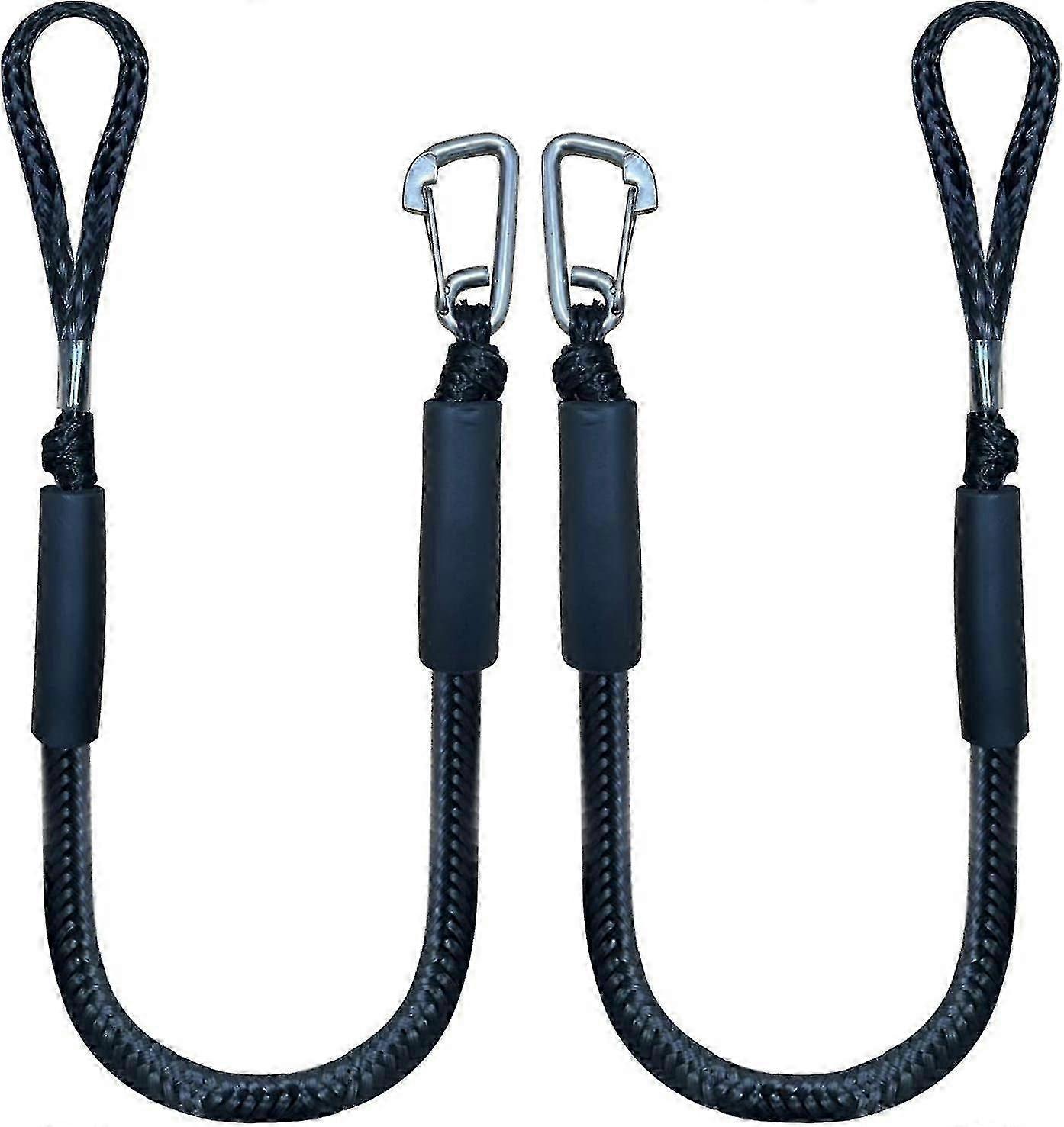 Bungee Dock Line met haak, zwart mooring touw voor boot 4 ft 2 pack zwart