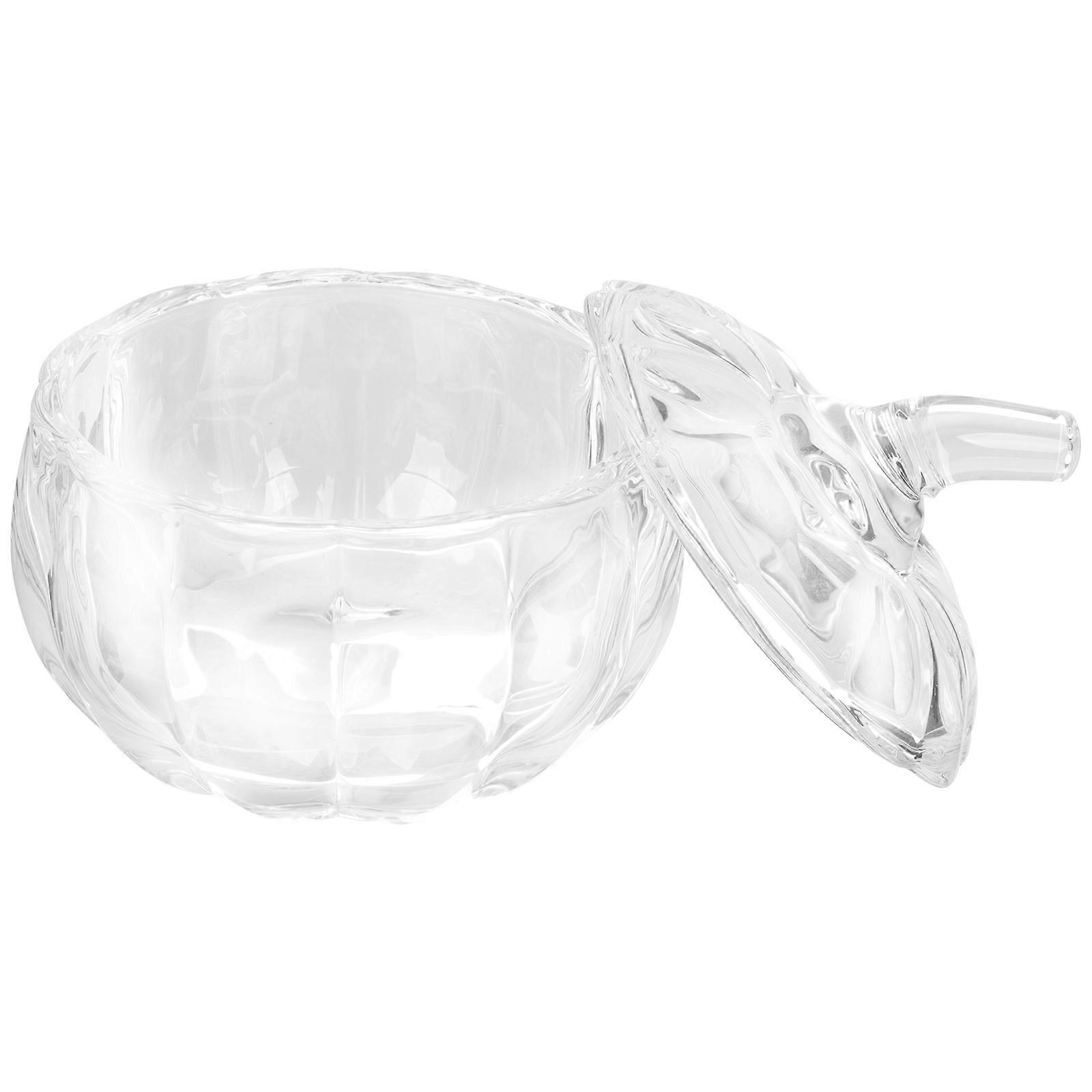 Clear Glass Pumpkin Jar For Table Decor Dried Fruit Canister With Lid Simple Style 1Set