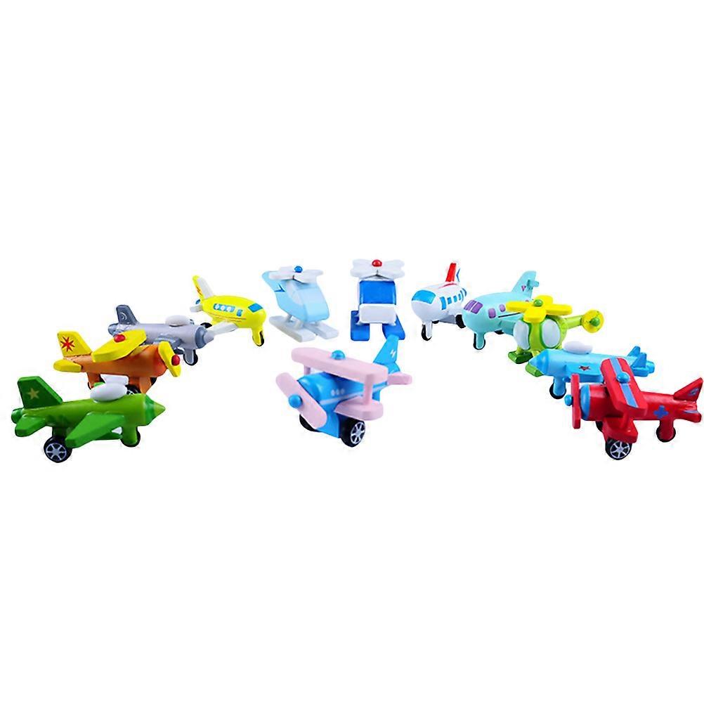 Wooden Mini Plane Set 12pcs Safe Colorful Airplane Models for Kids Party Activities Develops Color Recognition Skills