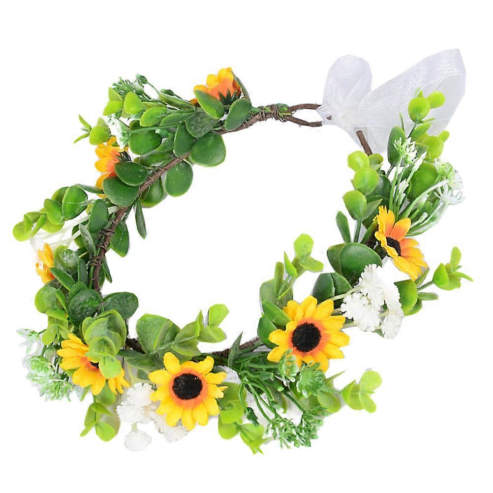 FRCOLOR Adjustable Floral Headband with Artificial Sunflower 1 Set Decorative Headpiece
