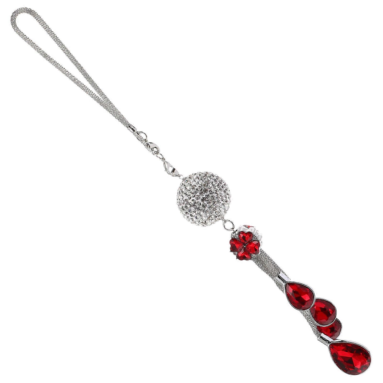 Crystal Car Pendant For Car Interior Decoration Simple And Generous Design Red Color 1Pack