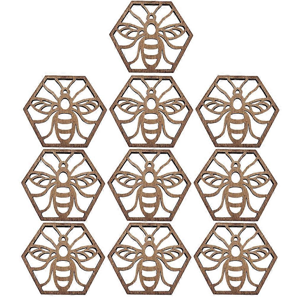 10pcs Wooden Coasters Tableware Mats for Dining with Hanging Handicraft Design