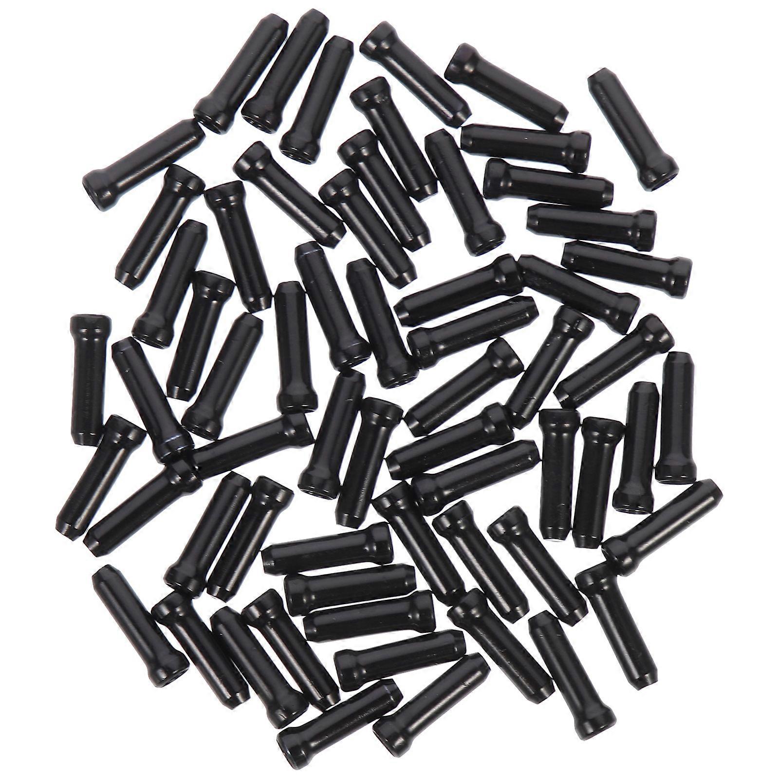 Bike Brake Cable End Caps with High Hardness Aluminum Alloy Black for Protecting Hands 50 Pieces