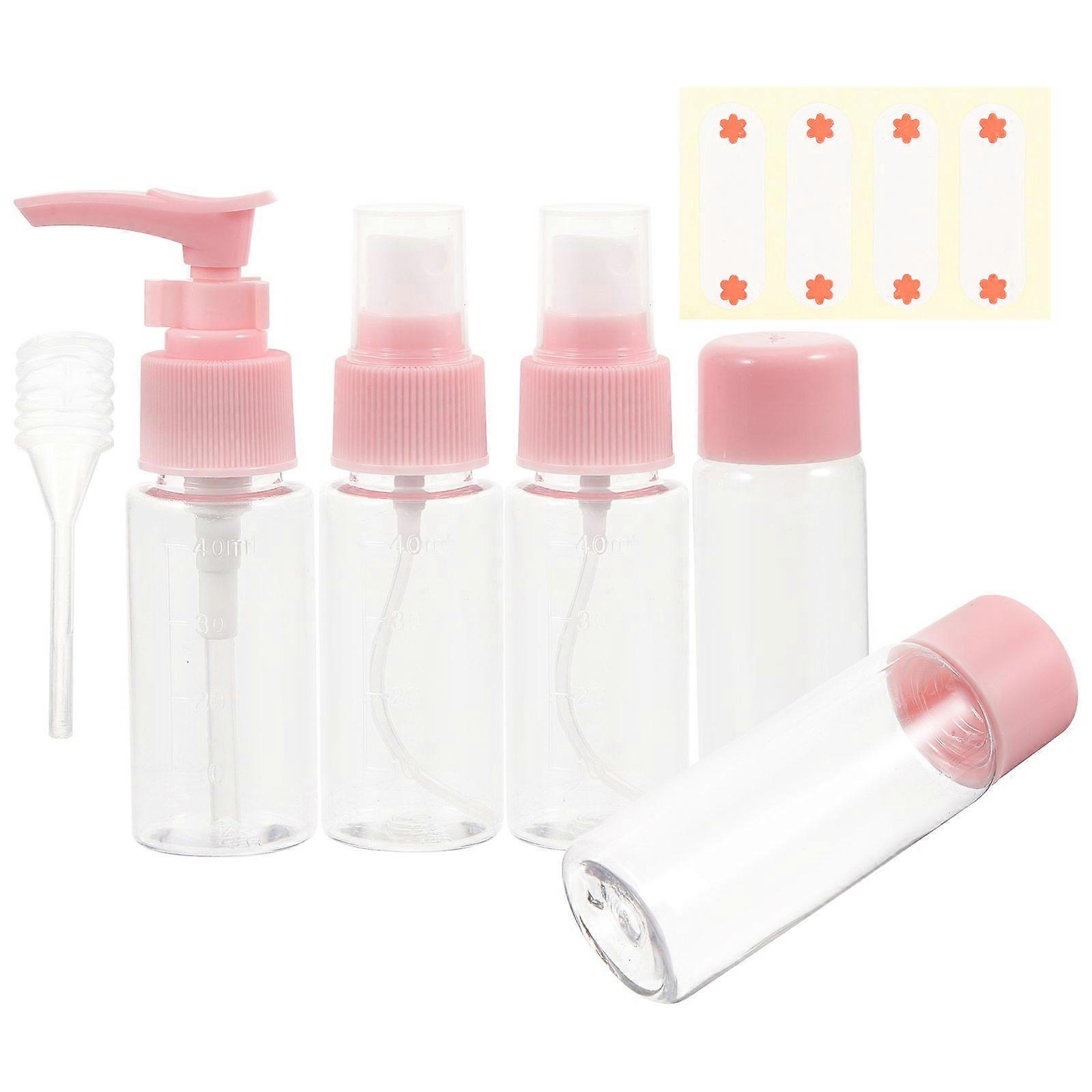 Refillable Travel Bottles 7Pcs Pink with Easy Refill Squeeze for Travel Bottles Storage