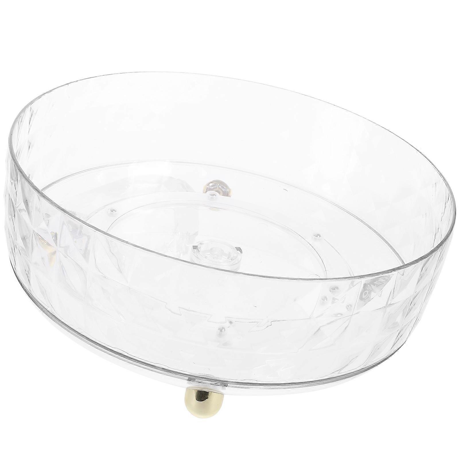 Transparent Rotating Storage Tray with Diamond Pattern for Home PET ABS Large Capacity