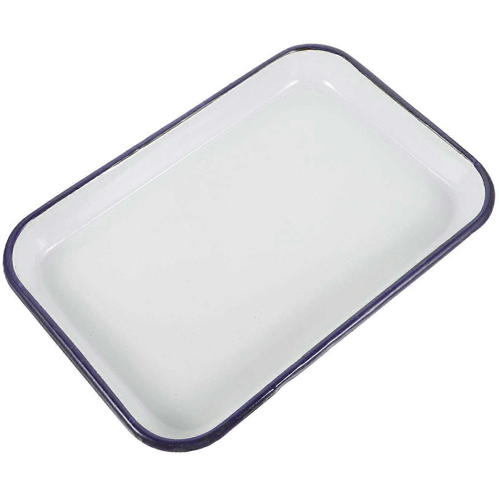 Lightweight Rectangular Enamel Roasting Tin for Baking Cooking Meal Serving 1Pcs