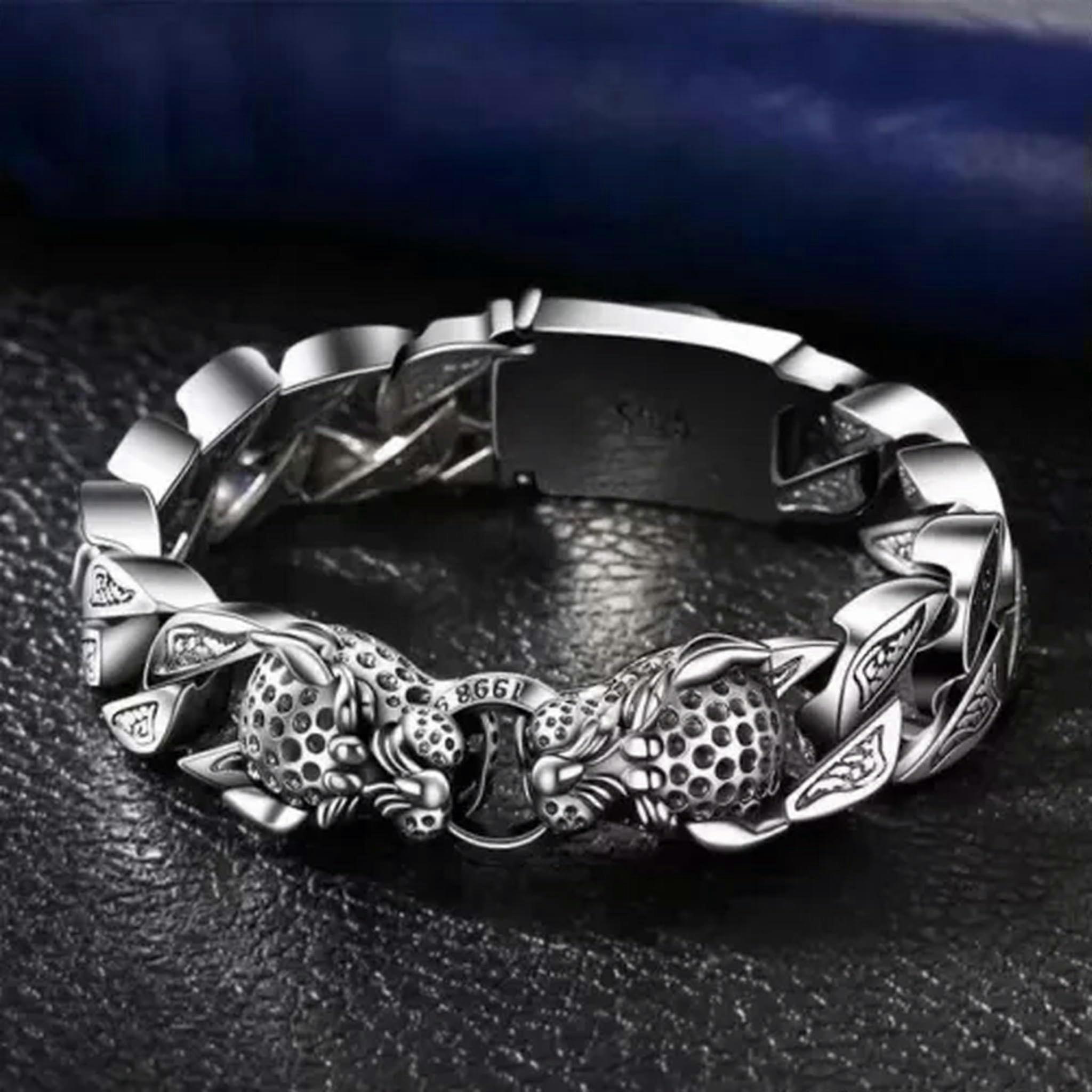 Dominerende mandlige Tang græs mønster mænds hegemoni mode armbånd leopard hestehale 22cm leopard hestehale 22cm