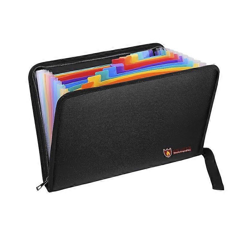 Document Bag Fireproof Folder Organiser A4 with 13 Compartments for Documents, Money, Passport, and Cash - Rainbow Color